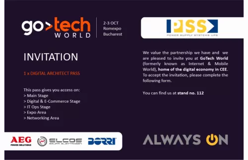 PSS la GoTech World 2019 in 2-3 Octombrie la Romexpo! - Digital Architect Pass gratuit!